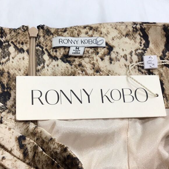Ronny Kobo Lauryn Snake Skin Draped Animal Print Mini Skirt New Size Medium - Picture 8 of 8